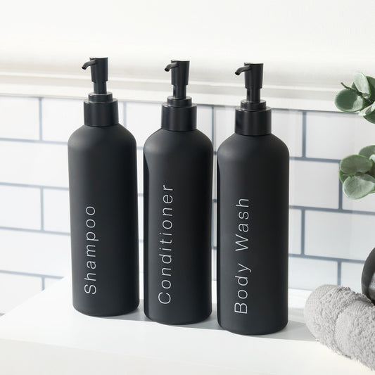 Set of 3 Black Dispenser Bottles