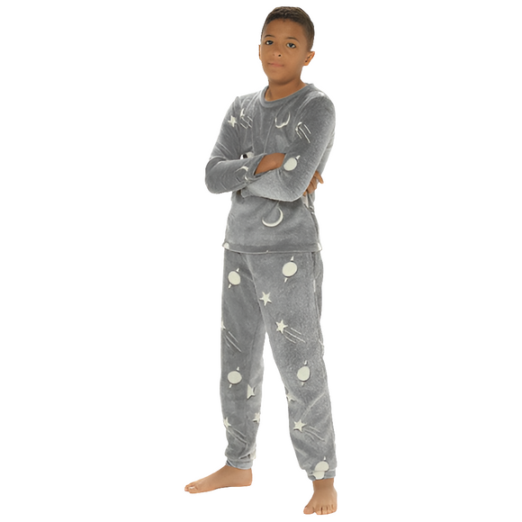 Unisex Kids Glow In The Dark Pyjama Set - Planets & Moons