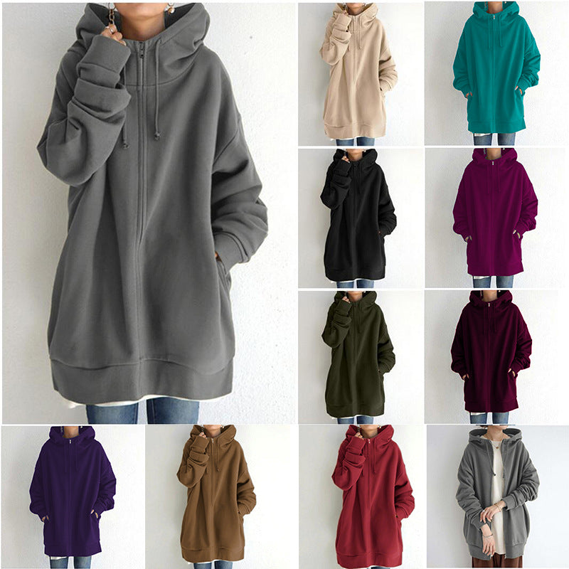 Oversized Loose Hooded Coat Sweatshirt
