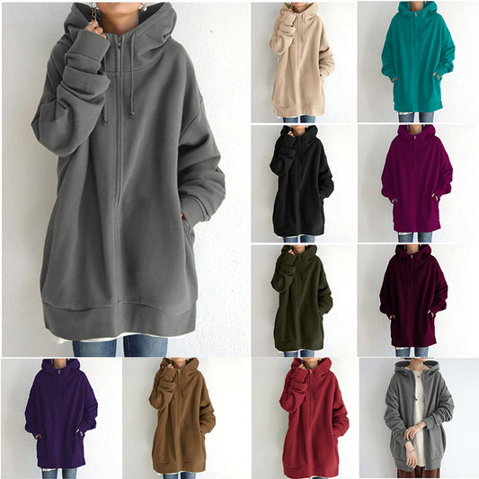 Oversized Loose Hooded Coat Sweatshirt