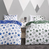 Star Print Reversible Duvet Set Twin Pack - Navy/Green