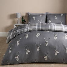 Load image into Gallery viewer, Stag Checkered Reversible Duvet Set