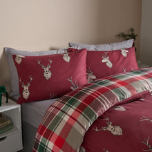 Load image into Gallery viewer, Stag Checkered Reversible Duvet Set