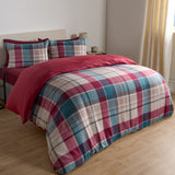 Check Fleece Duvet Set - Burgundy/Blue