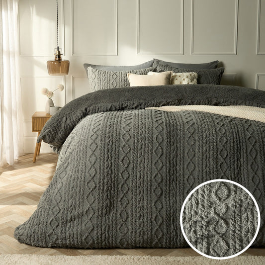 Cable Knit Sherpa Fleece Duvet Cover