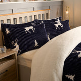 Cosy Stag Ribbed Fleece Duvet Set - Navy