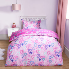 Load image into Gallery viewer, Hearts Reversible Duvet Cover Set - Pink