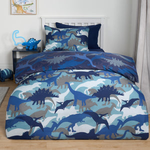 Dino Reversible Duvet Cover Set - Navy