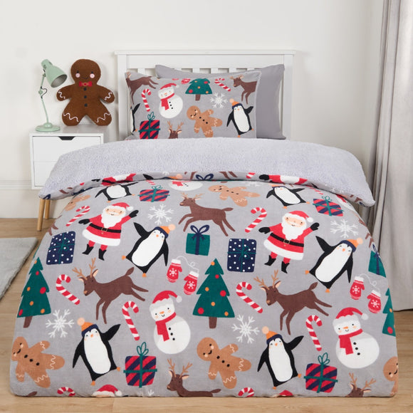 Christmas Friends Fleece Duvet Set, Single