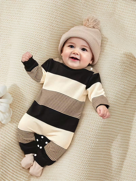 Knitted Striped Gentleman-Style Romper