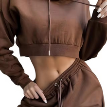 Load image into Gallery viewer, 2 Pcs Cropped Hoodie and Pants Set