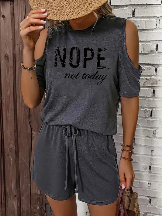 Ladies Nope Not Today Print Shorts & Top Set