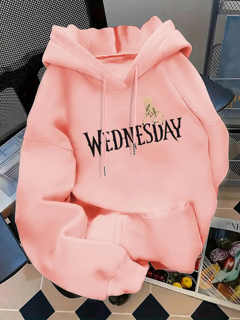 Women'S "WEDNESDAY" Graphic Print Hoodie