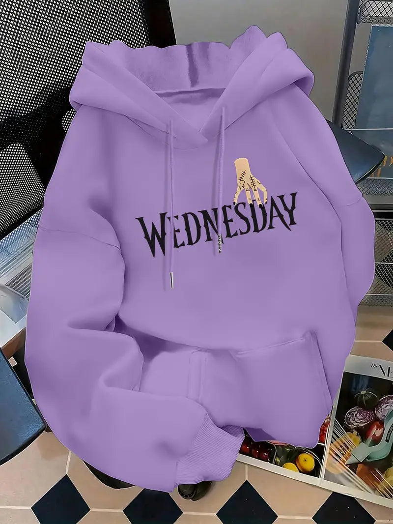 Women'S "WEDNESDAY" Graphic Print Hoodie