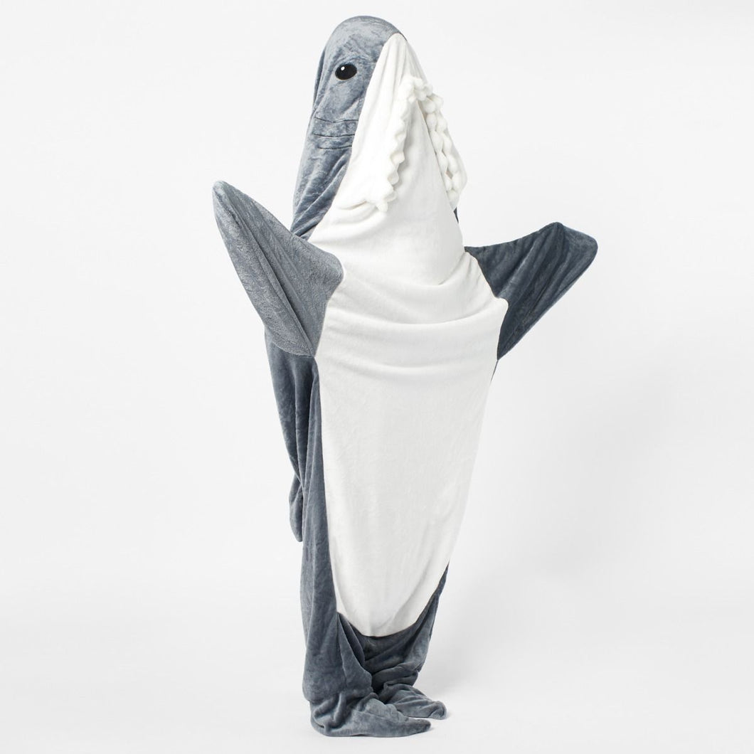 Shark Flannel Fleece Onesie Blanket, Adults - Charcoal