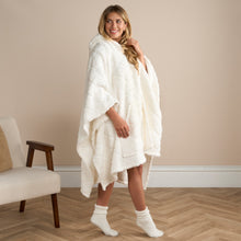 Load image into Gallery viewer, Diamond Teddy Fleece Poncho - Cream