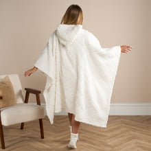 Load image into Gallery viewer, Diamond Teddy Fleece Poncho - Cream