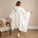 Diamond Teddy Fleece Poncho - Cream