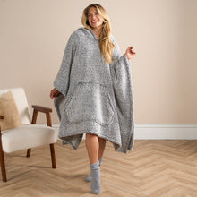 Load image into Gallery viewer, Adults Teddy Marl Poncho Blush/Charcoal