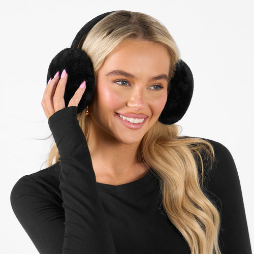 Faux Fur Ear Muff - Black