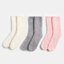 Load image into Gallery viewer, 3 Pack Fluffy Fleece Socks - Grey Blush Cream