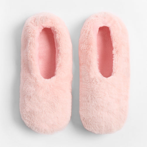 Faux Fur Memory Foam Slipper Socks - Blush