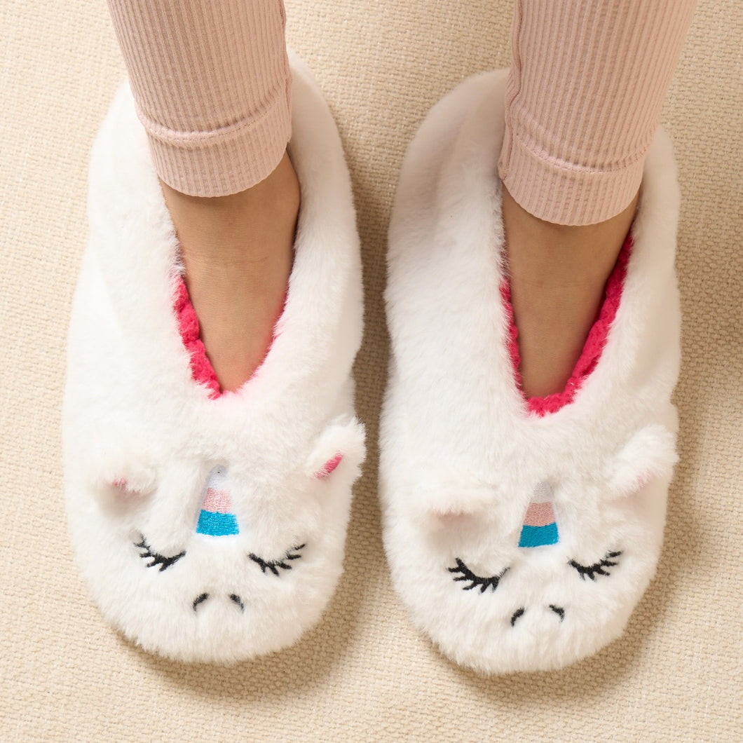 Kids Unicorn Novelty Slipper Socks - White