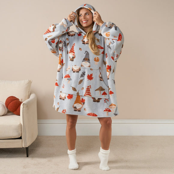 Gonk Print Hoodie Blanket - Grey