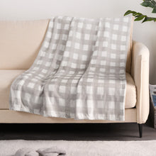 Load image into Gallery viewer, Ultra Soft Gingham Print Throw - Blue or Grey