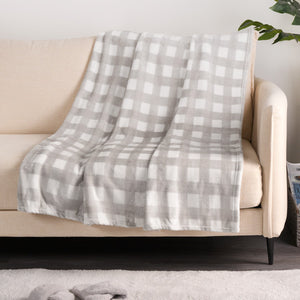 Ultra Soft Gingham Print Throw - Blue or Grey