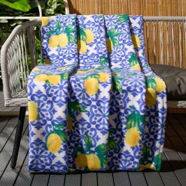 Polar Fleece Lemon Print Throw, Multi - 120 x 150cm PRE ORDER