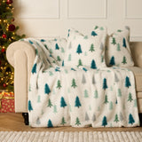 Christmas Tree Teddy Cushion Covers - Cream (Pair)