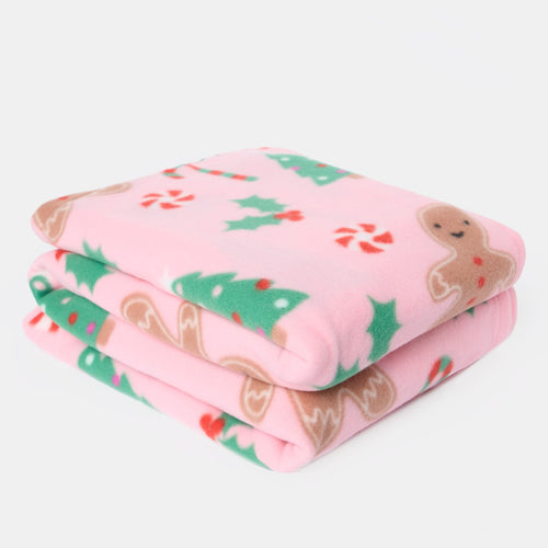 Gingerbread Man Fleece Throw - Pink