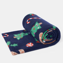 Load image into Gallery viewer, Gingerbread Man Fleece Throw - Navy