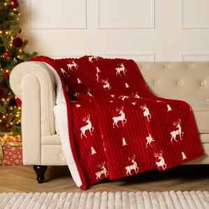 Ribbed Stag Throw Sherpa Reverse