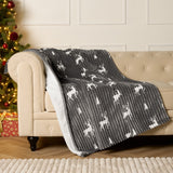 Ribbed Stag Throw Sherpa Reverse