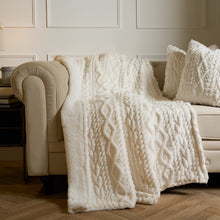 Load image into Gallery viewer, Cable Knit Sherpa Throw