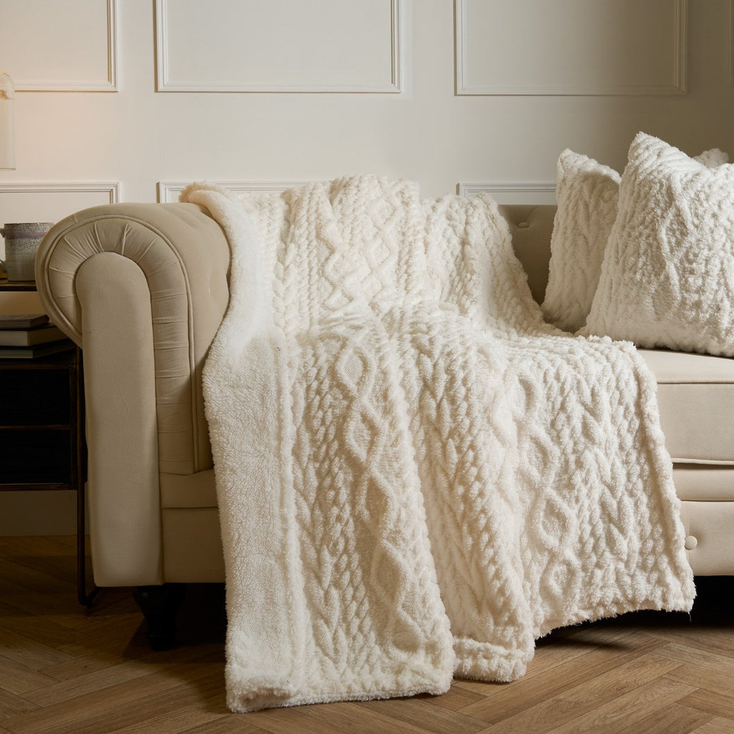 Cable Knit Sherpa Throw