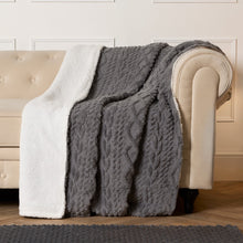 Load image into Gallery viewer, Cable Knit Sherpa Throw