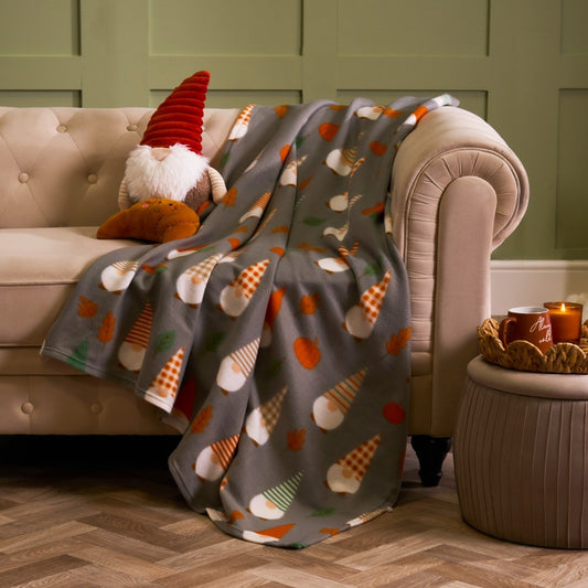 Autumnal Gonk Polar Fleece Throw - Charcoal