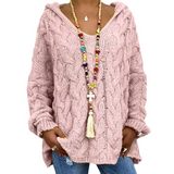 Plus SIze Twist Knitted Hooded Jumper