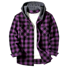 Load image into Gallery viewer, Mens Plaid Check Hooded Shirt