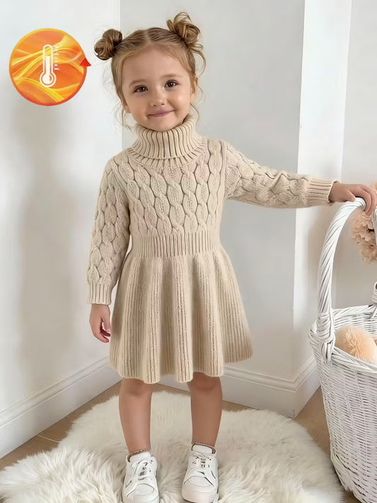 Christmas Girls High Neck Pullover A-Line Dress