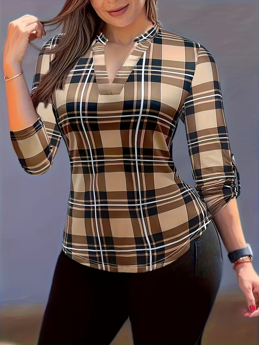 Women'S Stylish Plaid Blouse