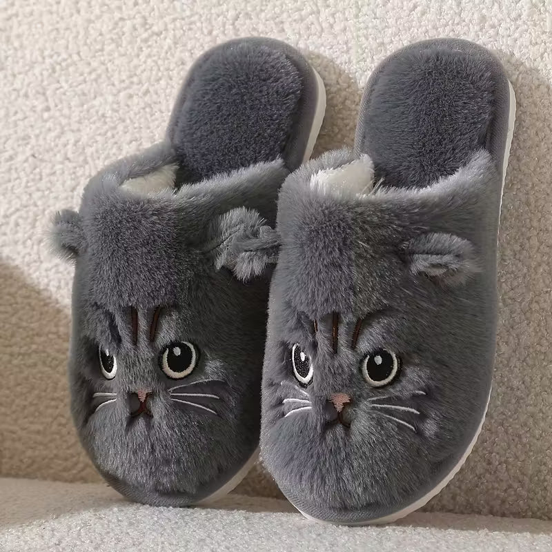 Womans Plush Cat Slippers