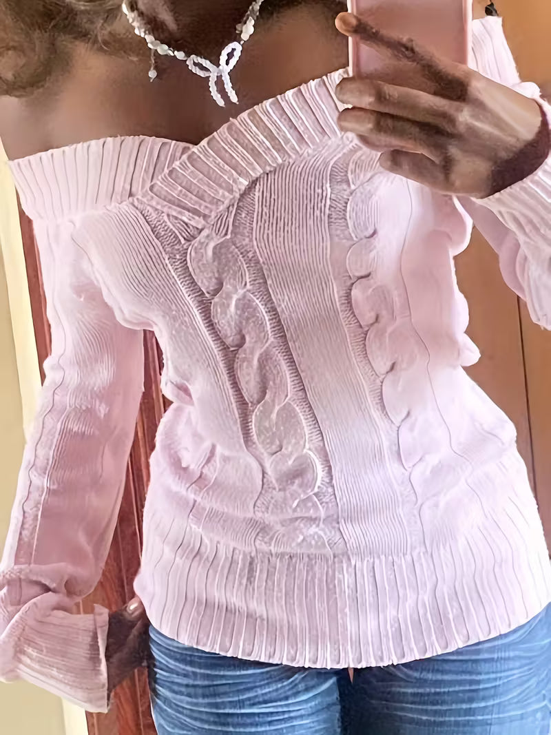 Women's Soft Pink V-Neck Sweater