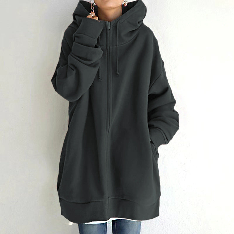 Oversized Loose Hooded Coat Sweatshirt