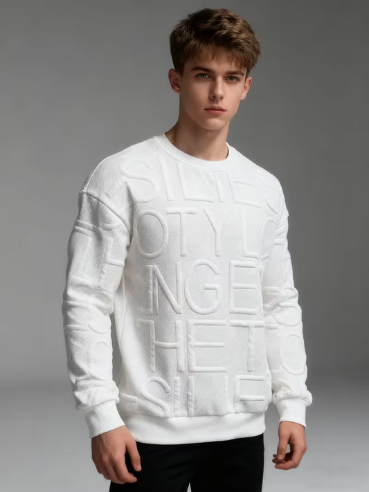 Teen Boys Jacquard Letter Long Sleeve Casual Sweatshirt