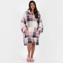 Load image into Gallery viewer, Tartan Check Sherpa Hoodie Blanket