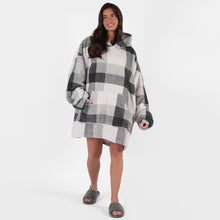 Load image into Gallery viewer, Tartan Check Sherpa Hoodie Blanket